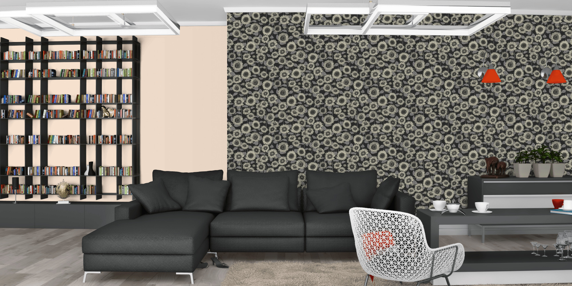 Гостиная темная модерн