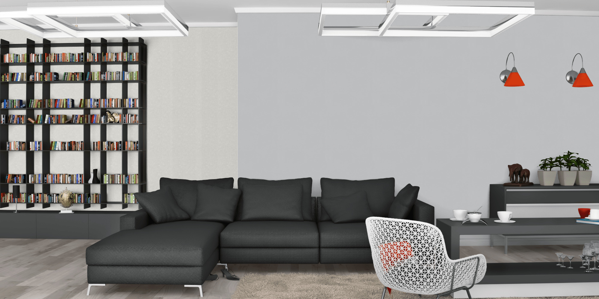 Гостиная темная модерн