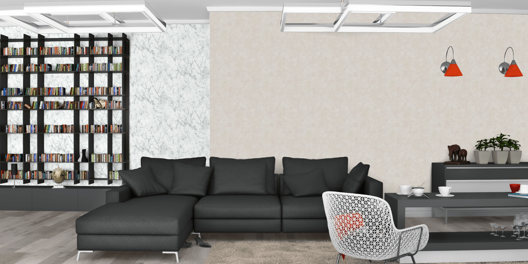 Гостиная темная модерн