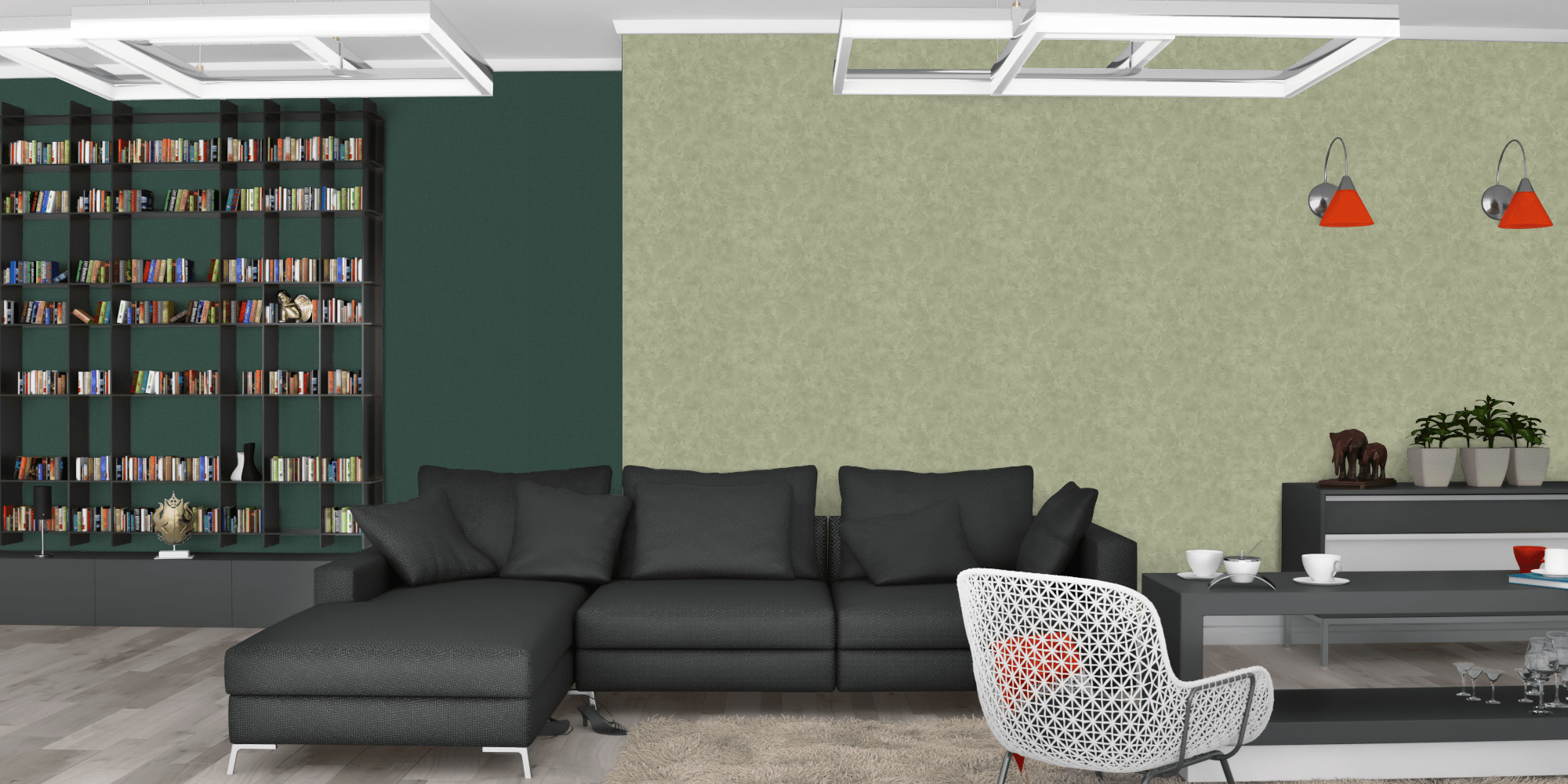 Гостиная темная модерн