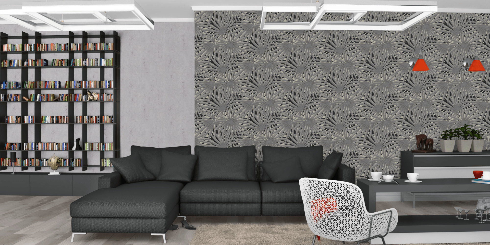 Гостиная темная модерн