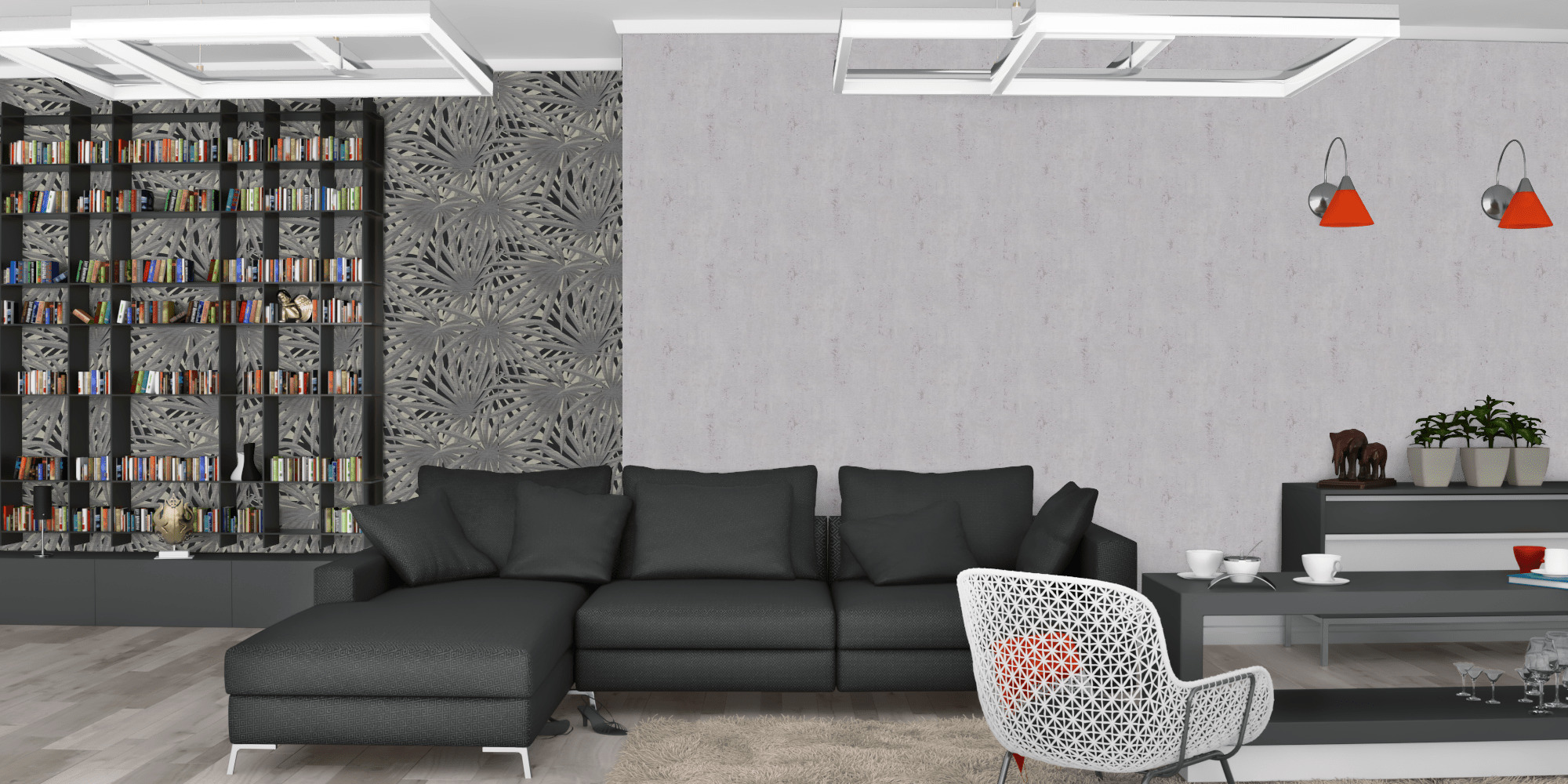 Гостиная темная модерн