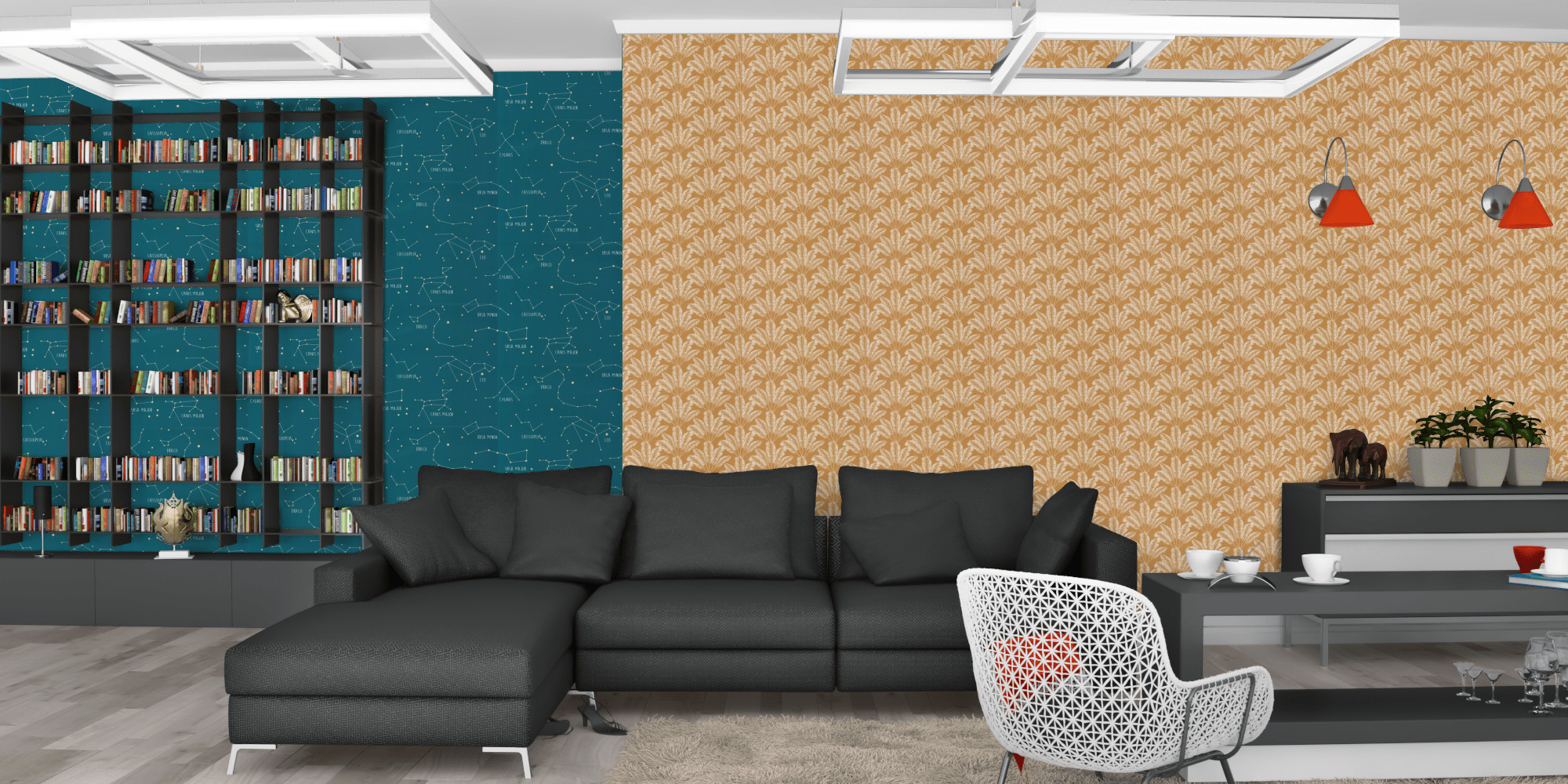 Гостиная темная модерн