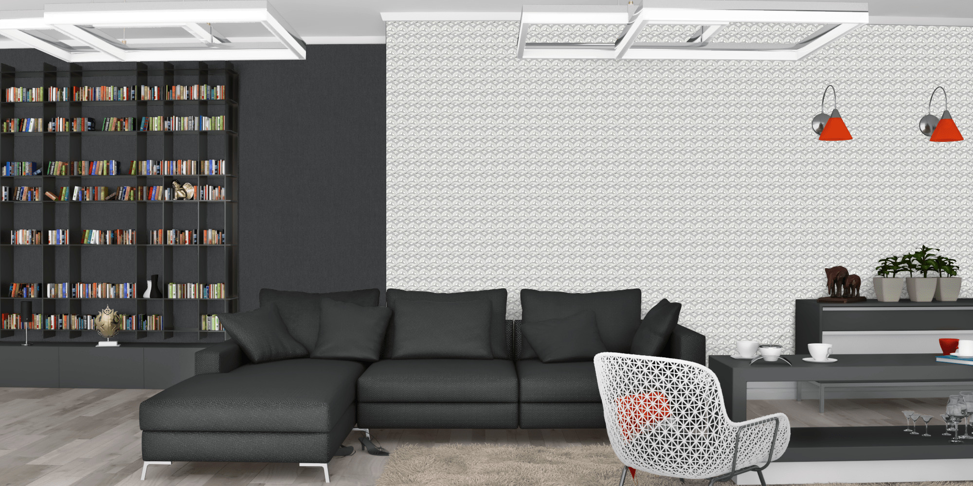 Гостиная темная модерн