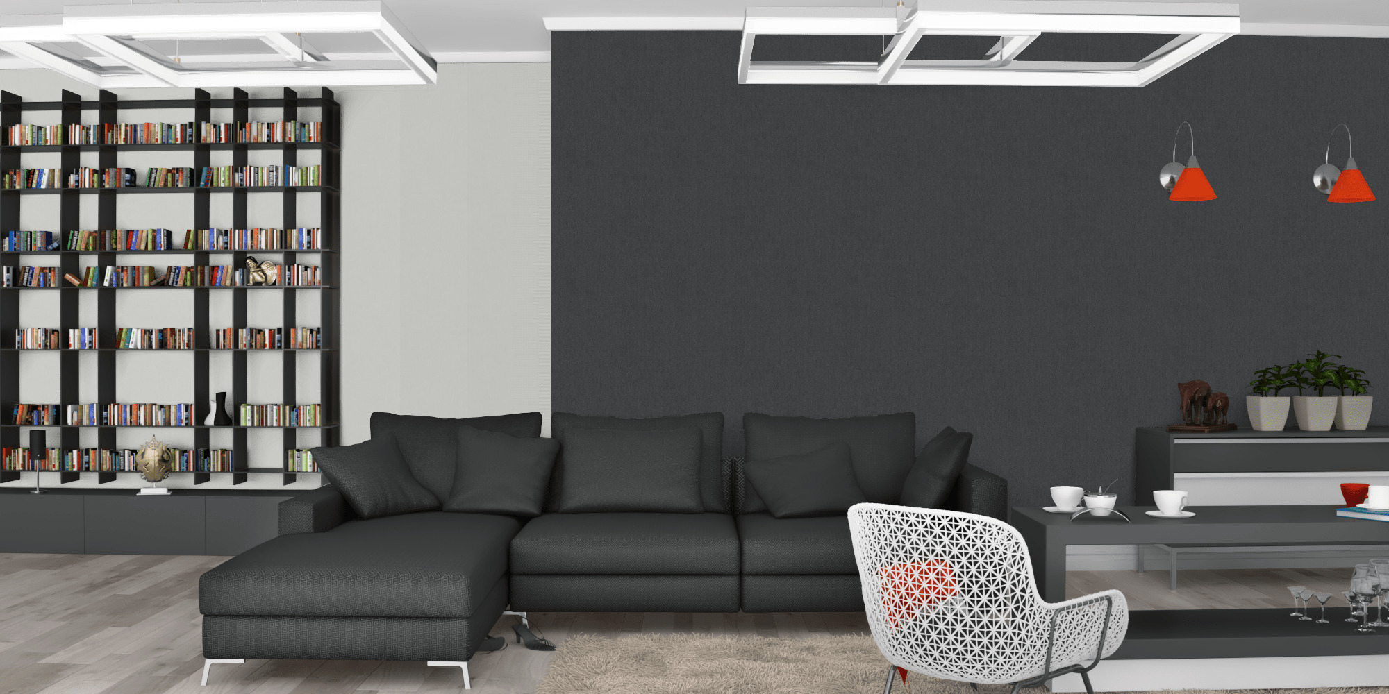 Гостиная темная модерн