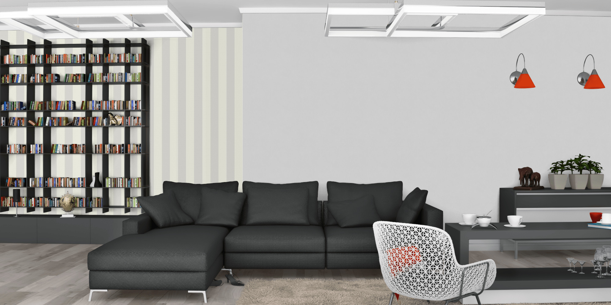 Гостиная темная модерн