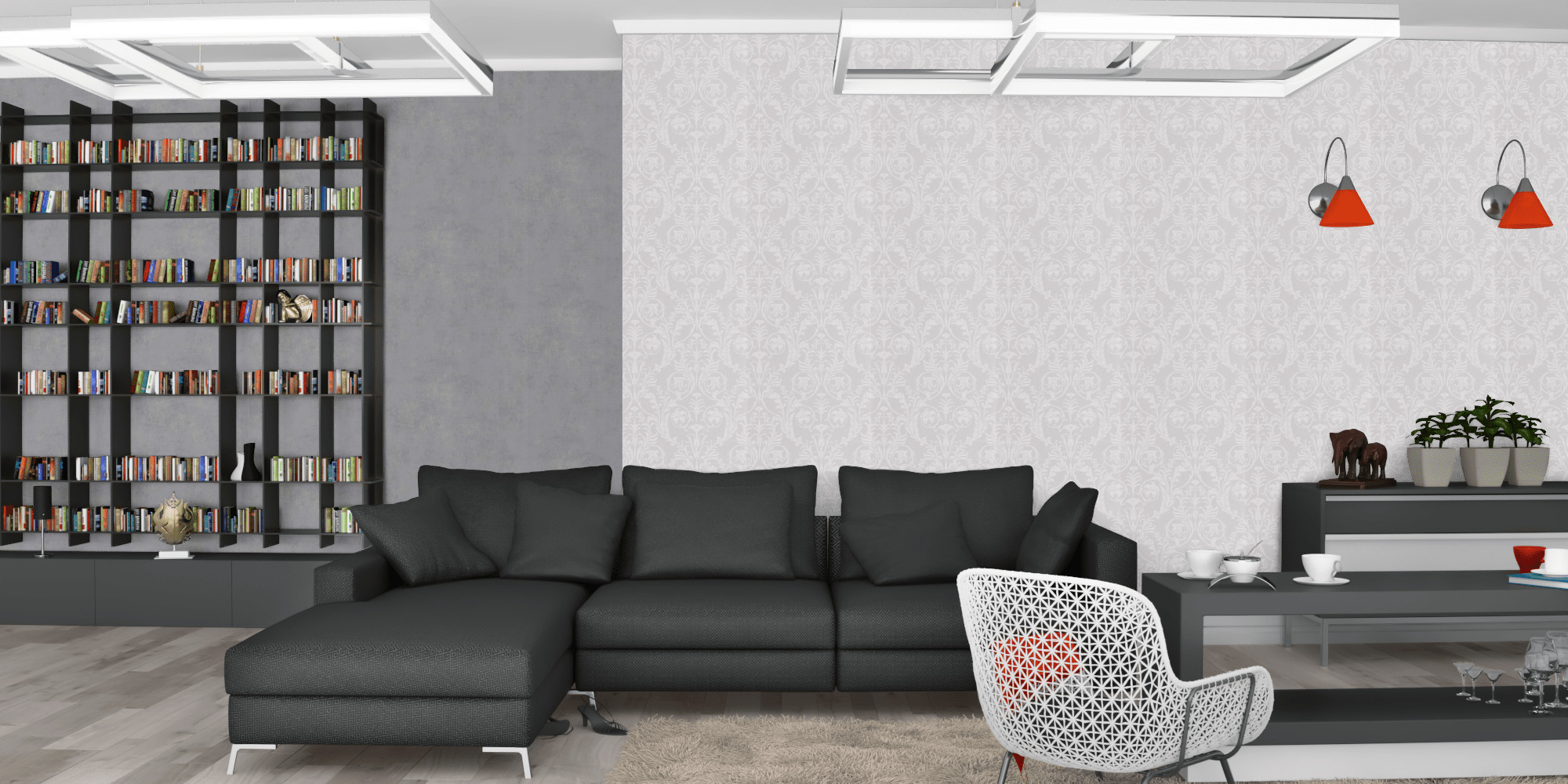 Гостиная темная модерн