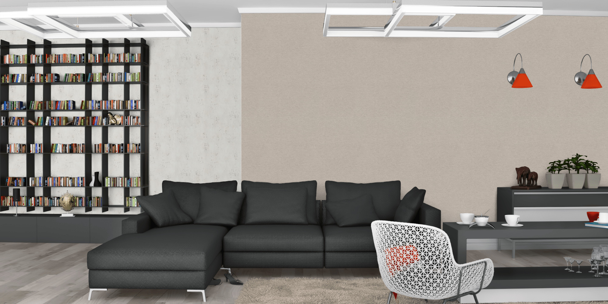 Гостиная темная модерн