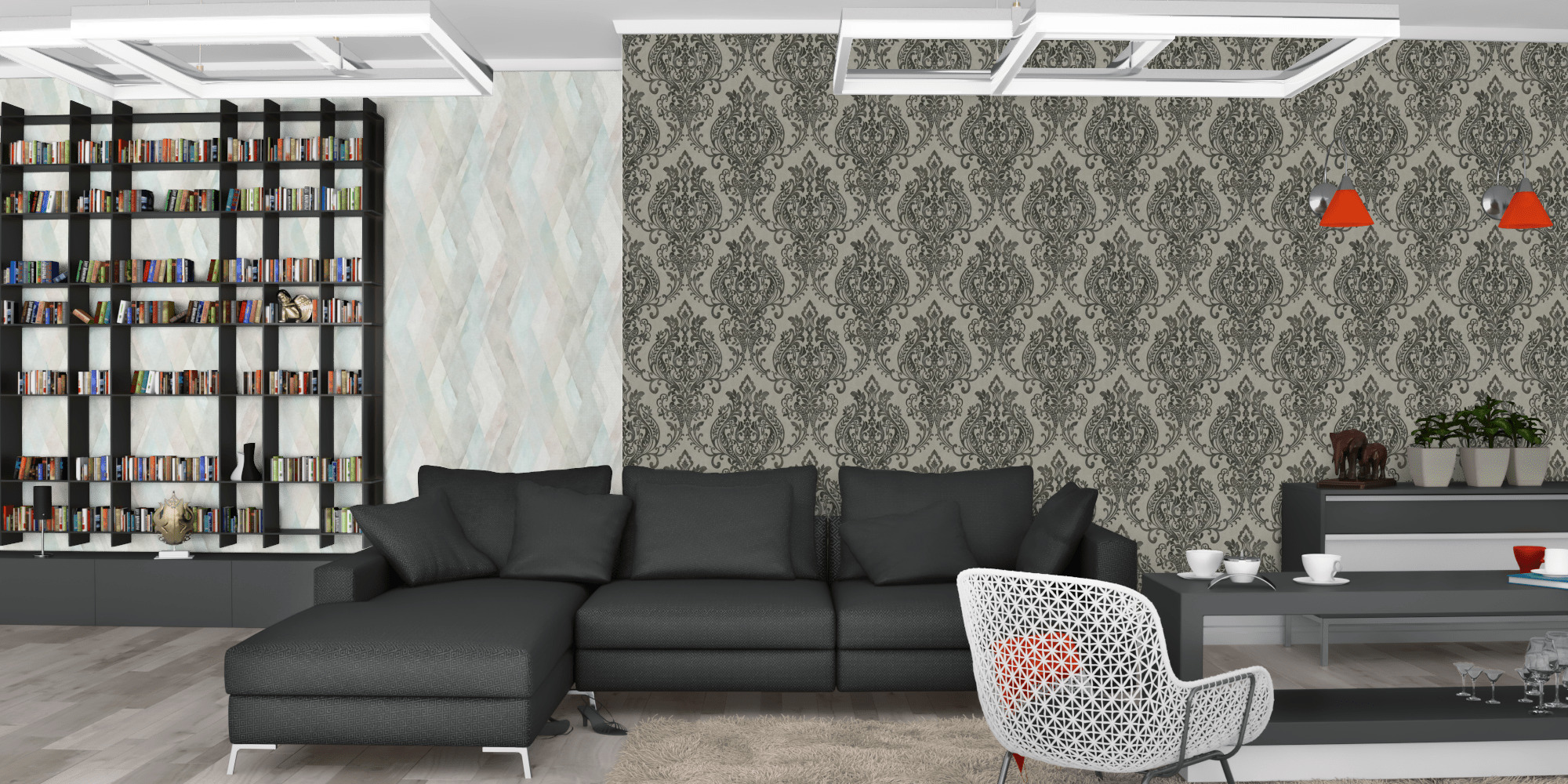 Гостиная темная модерн