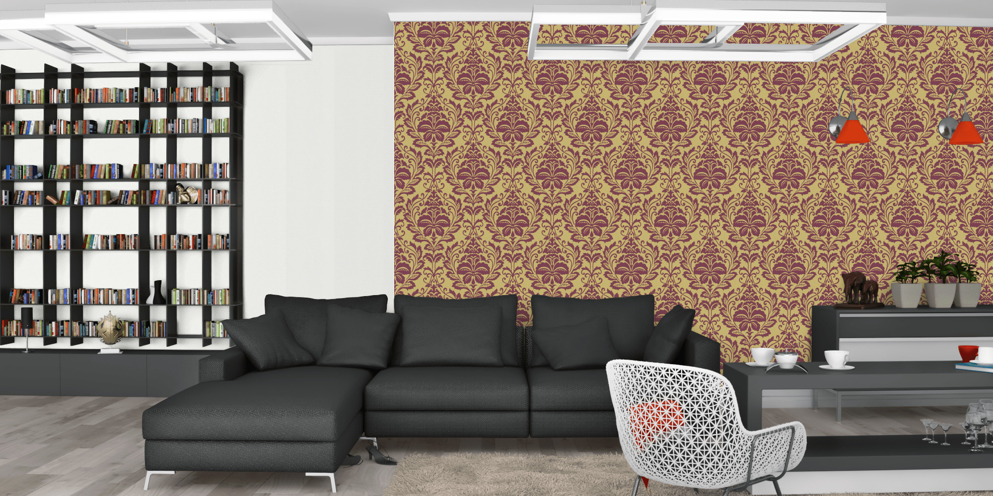 Гостиная темная модерн