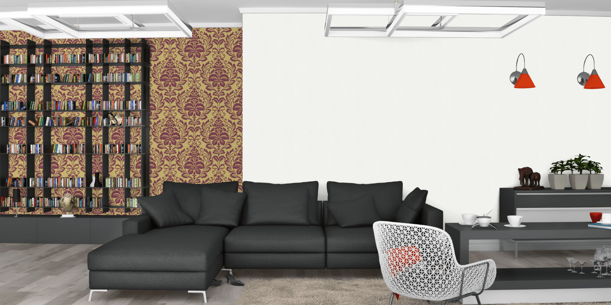 Гостиная темная модерн