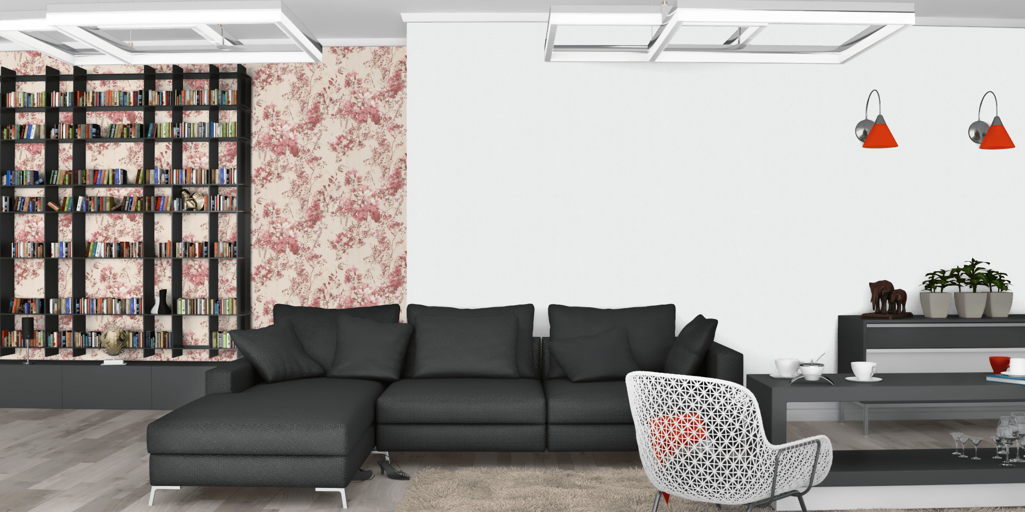 Гостиная темная модерн