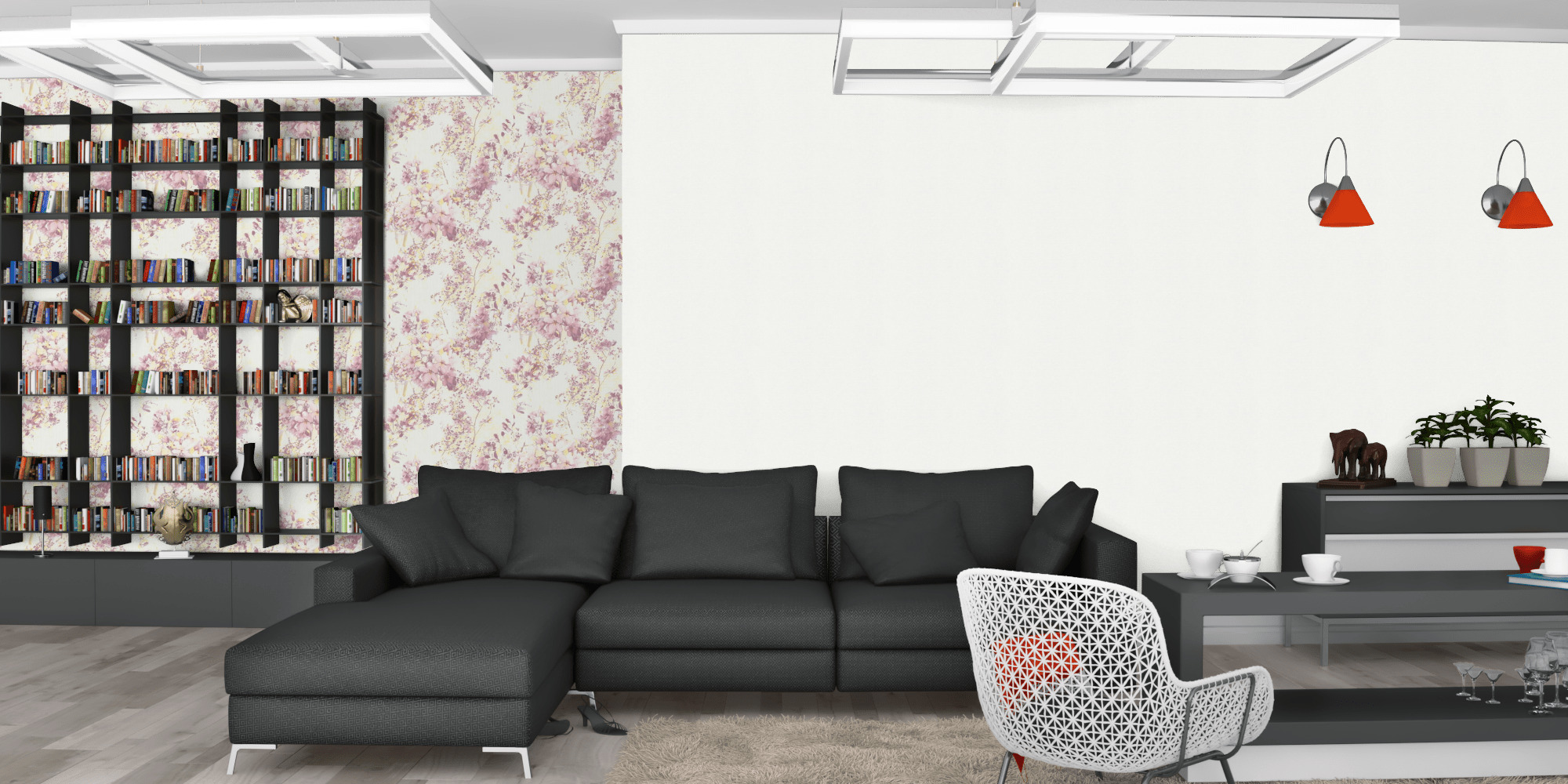 Гостиная темная модерн