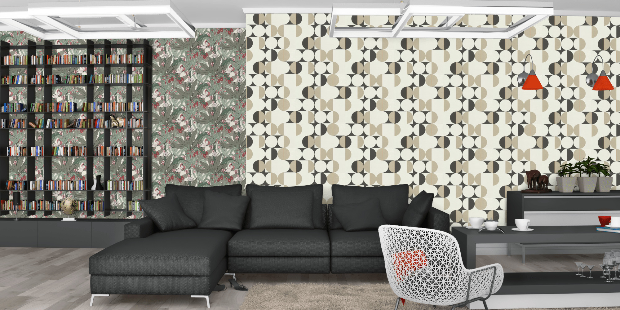 Гостиная темная модерн