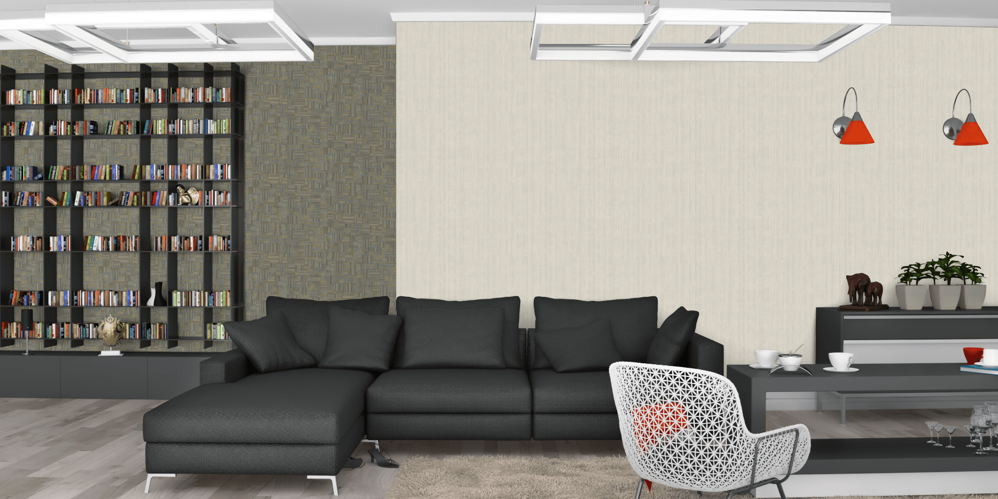 Гостиная темная модерн