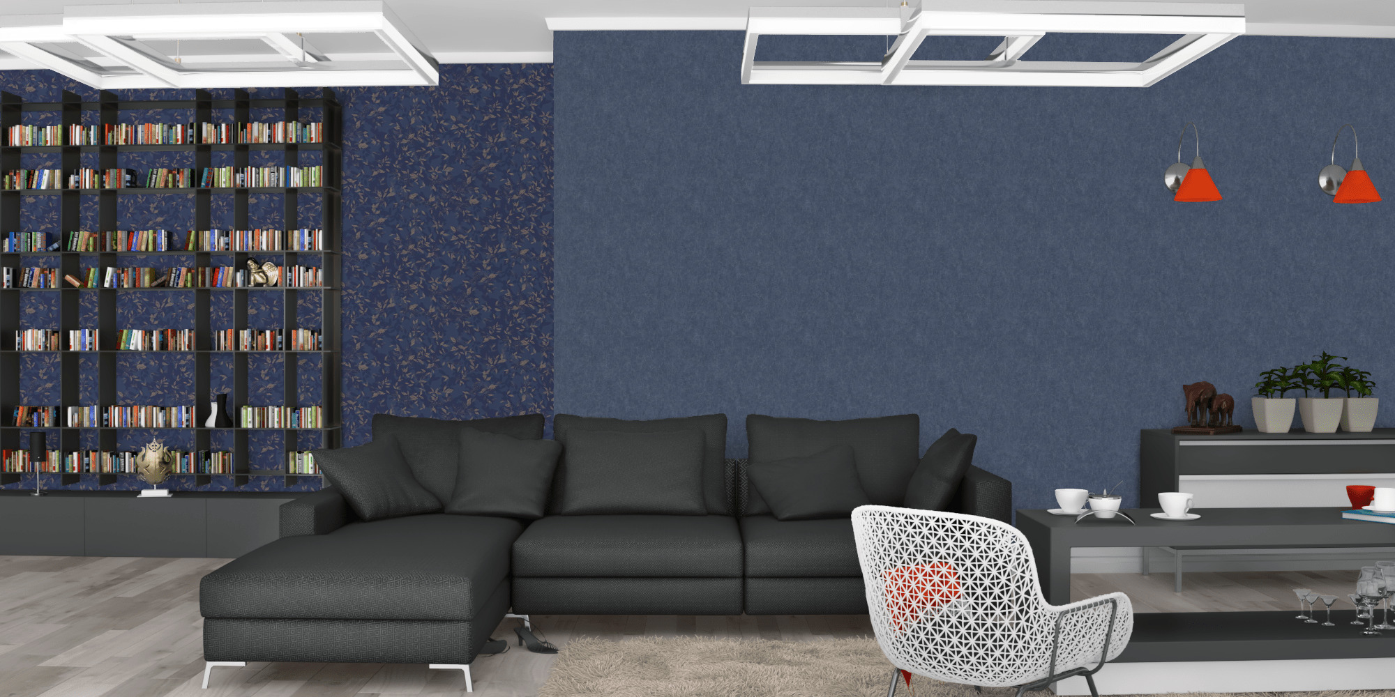 Гостиная темная модерн