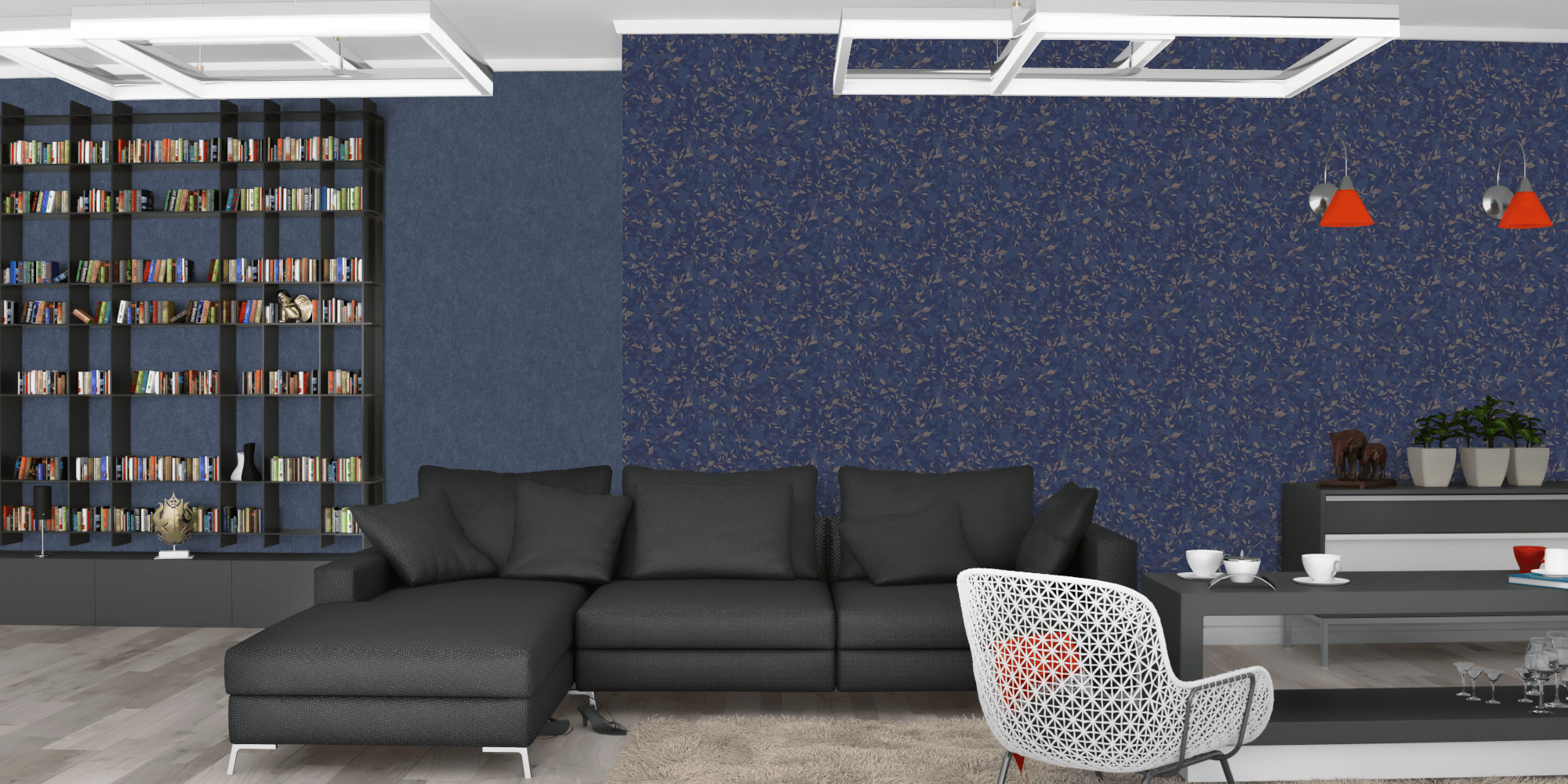 Гостиная темная модерн