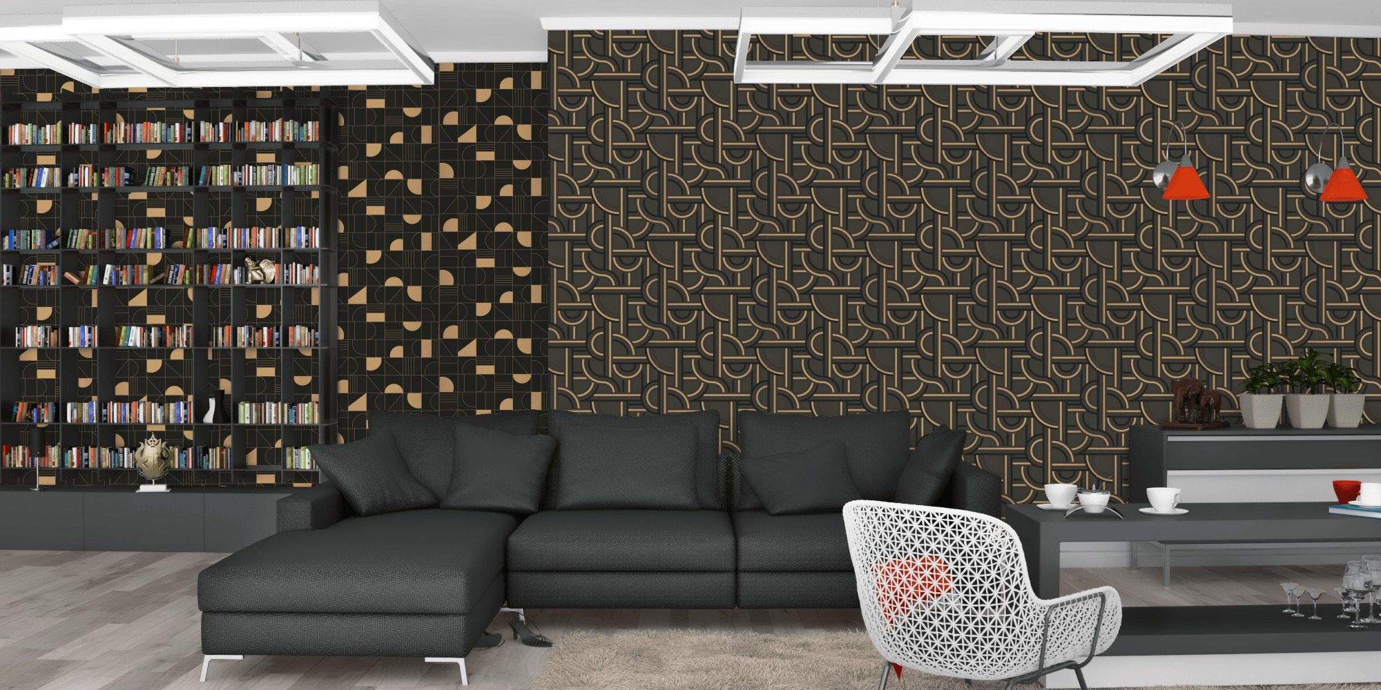 Гостиная темная модерн