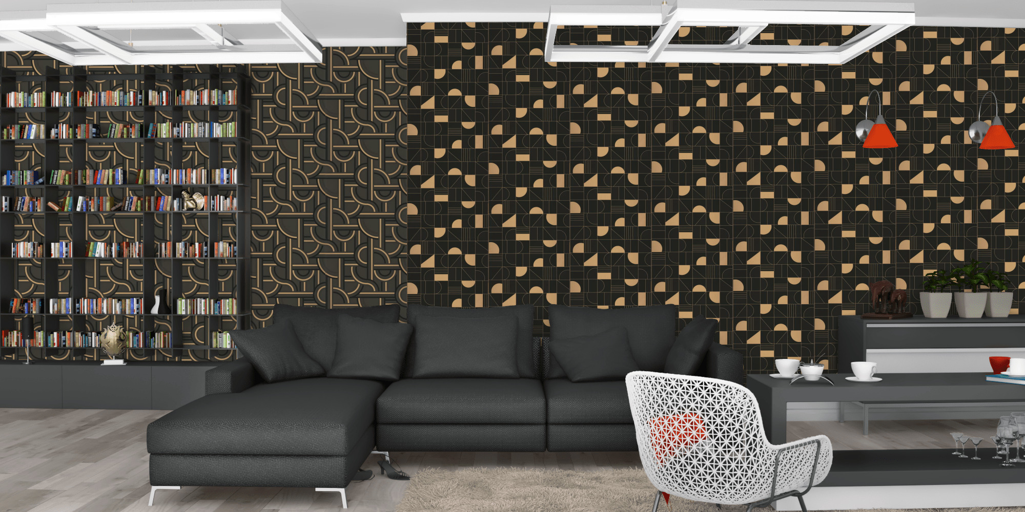 Гостиная темная модерн