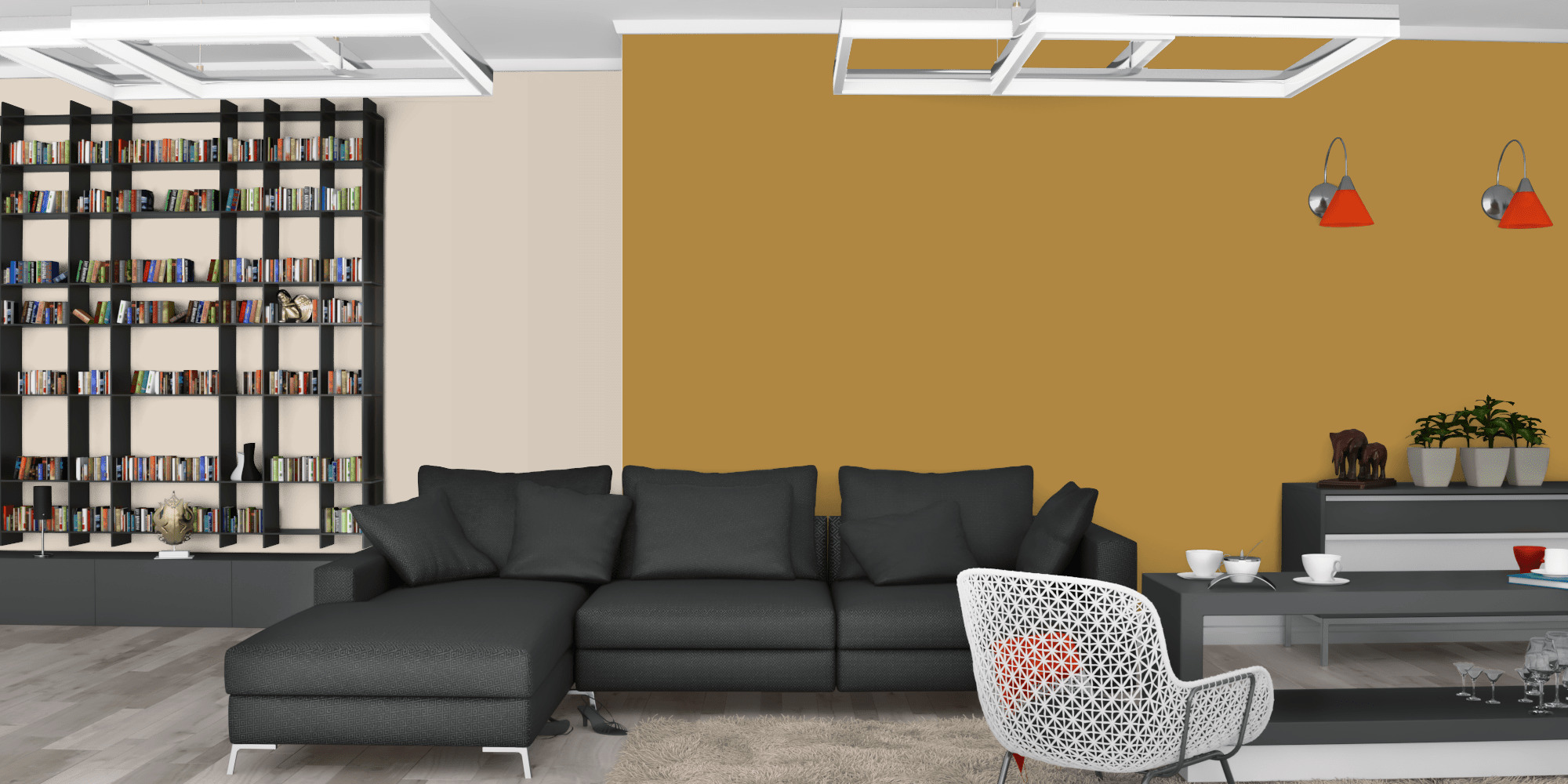 Гостиная темная модерн