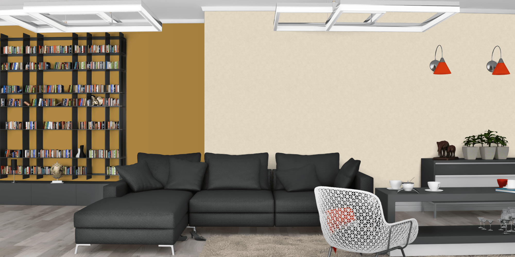 Гостиная темная модерн