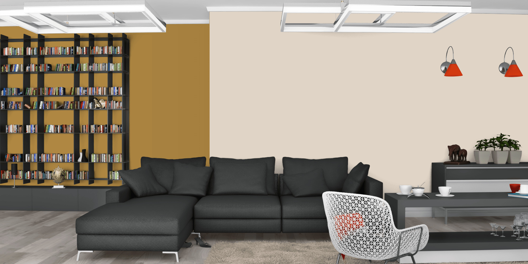 Гостиная темная модерн