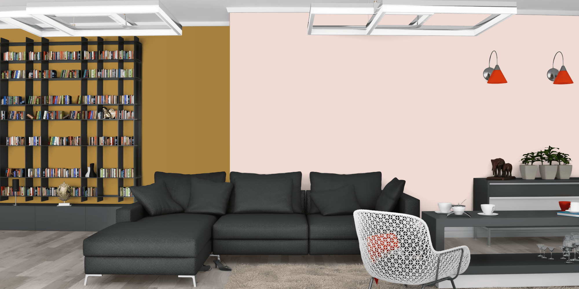 Гостиная темная модерн