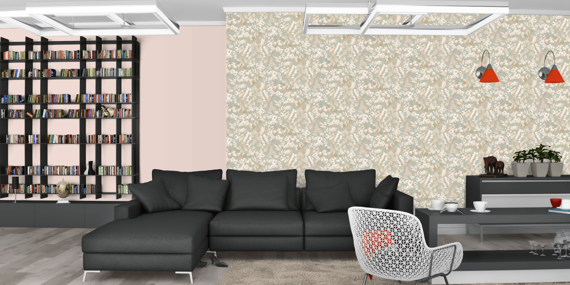 Гостиная темная модерн