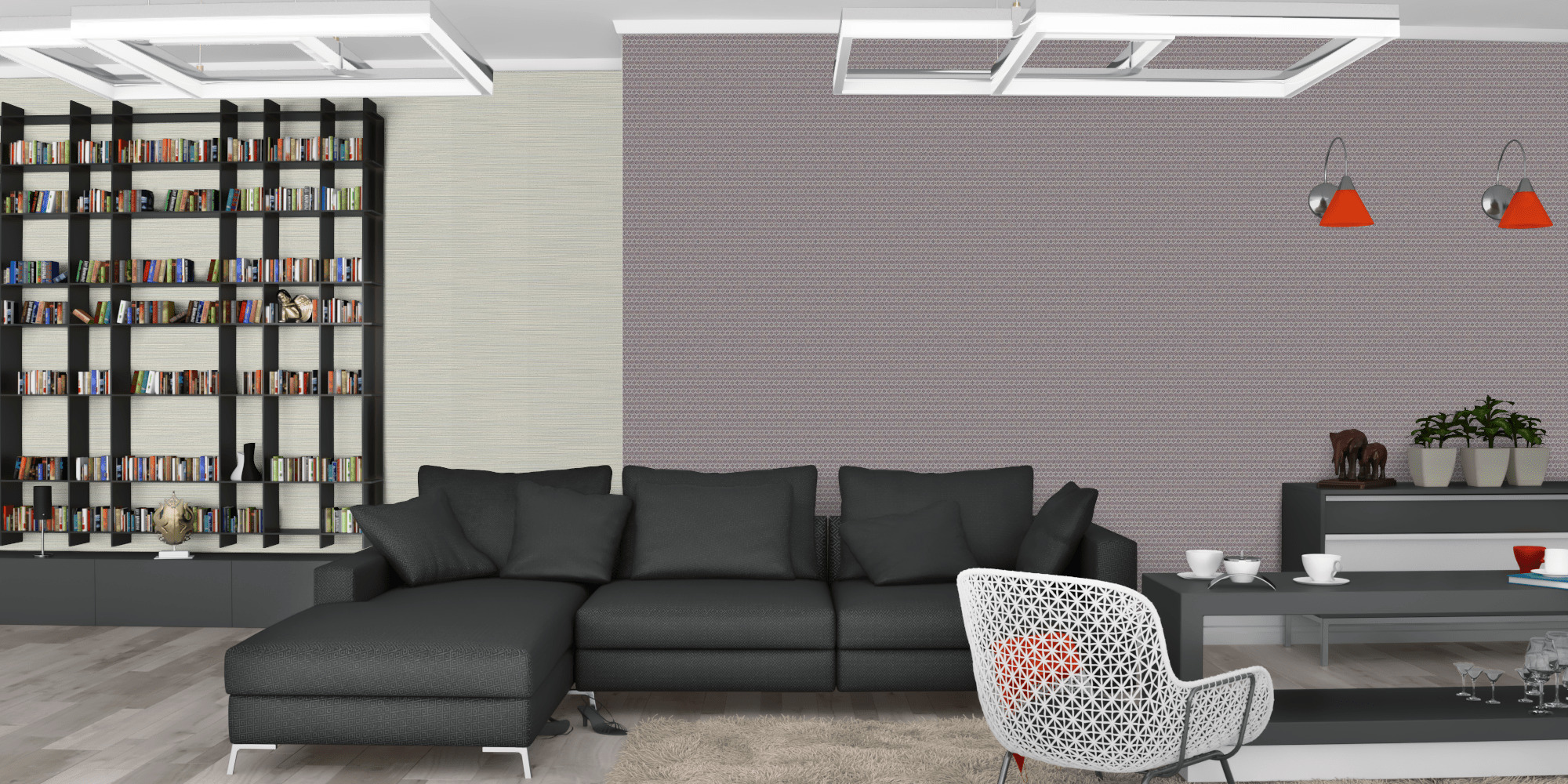 Гостиная темная модерн