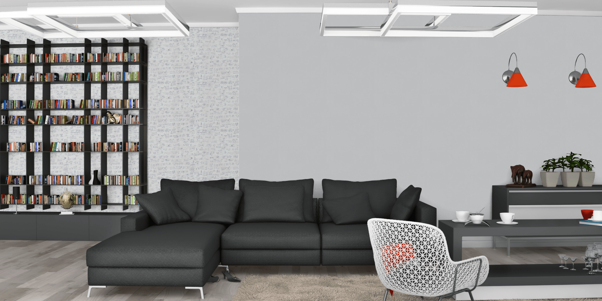 Гостиная темная модерн