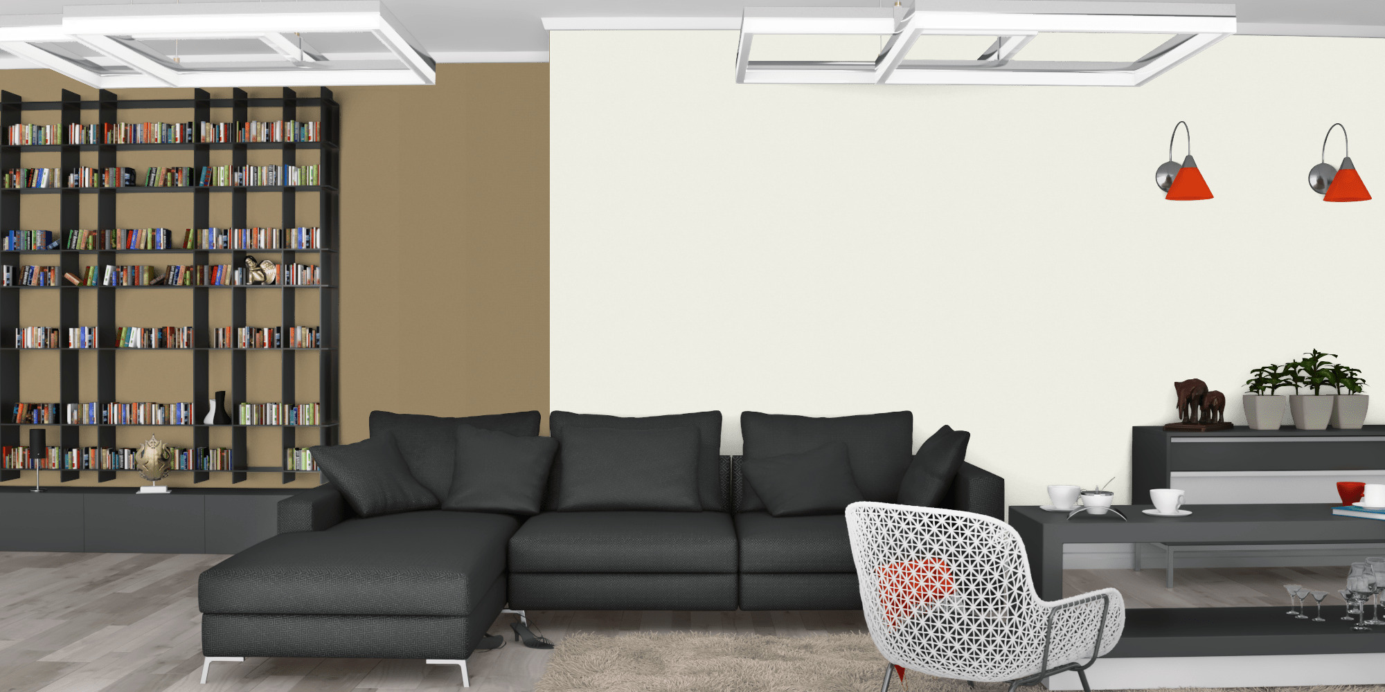 Гостиная темная модерн