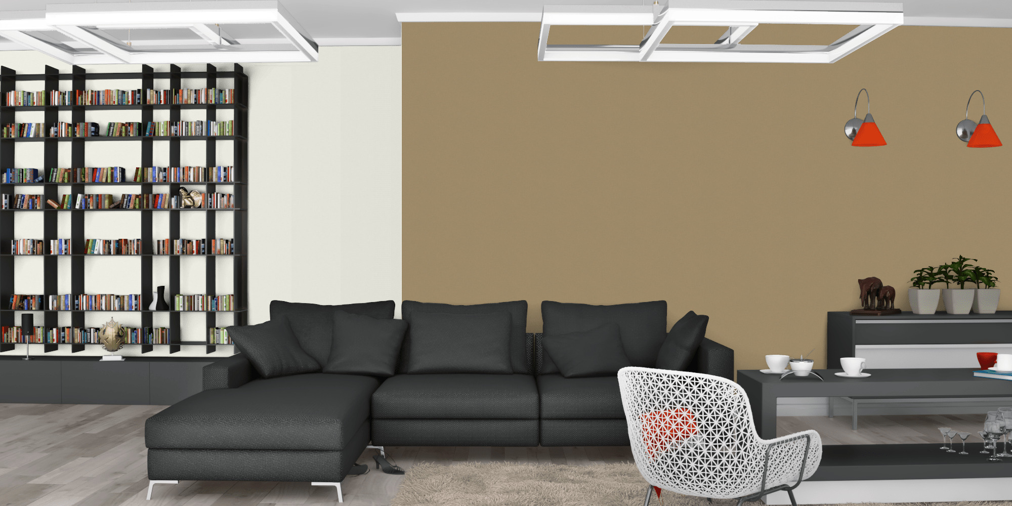 Гостиная темная модерн