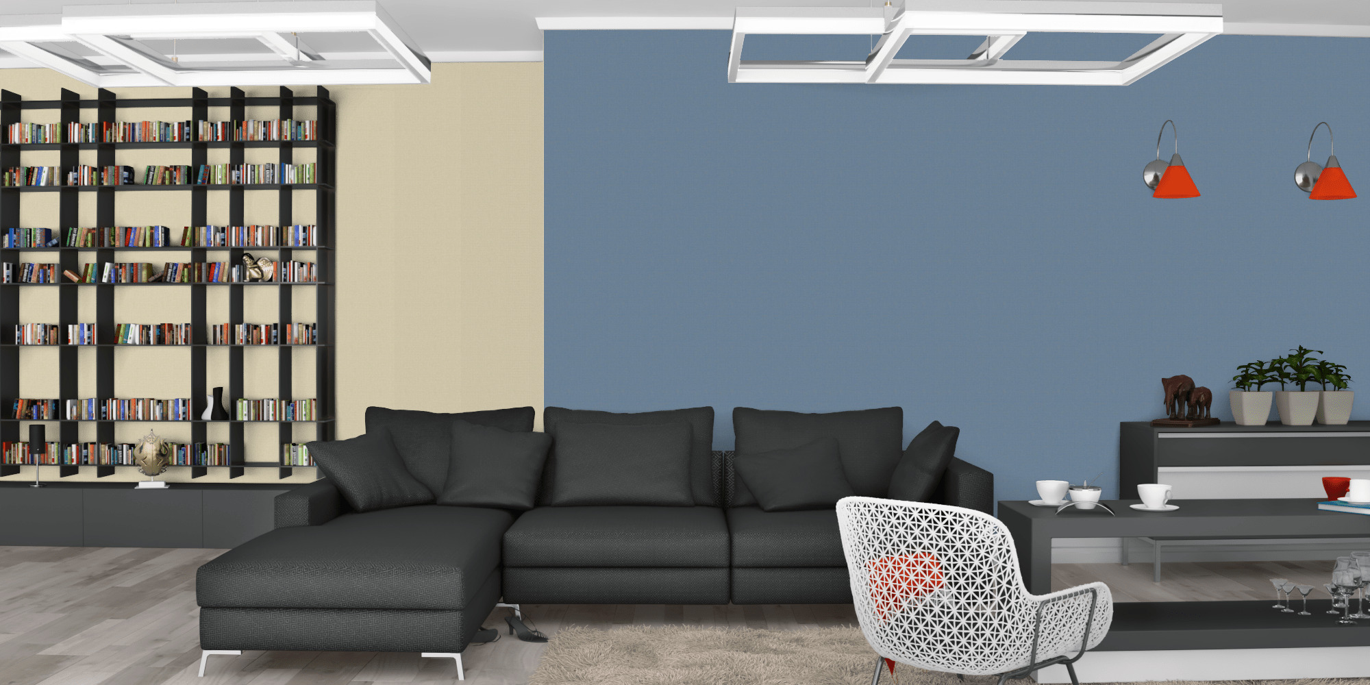 Гостиная темная модерн