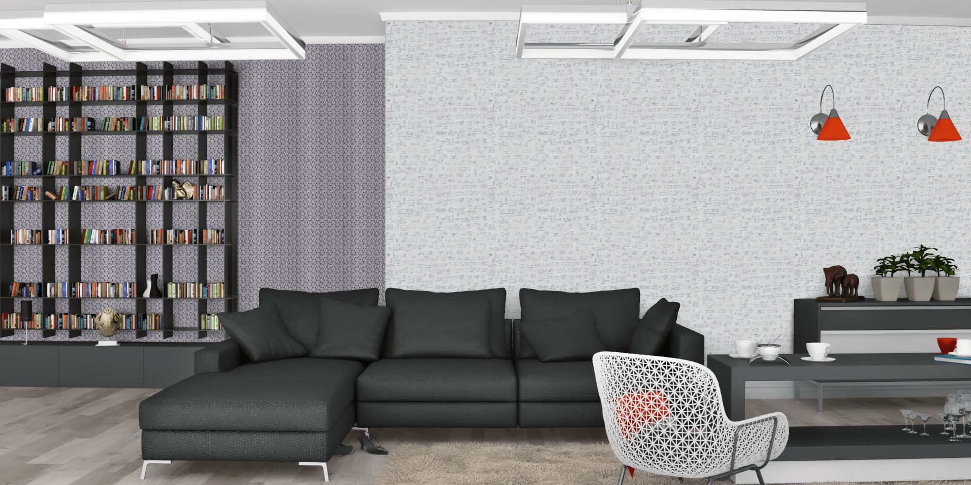 Гостиная темная модерн