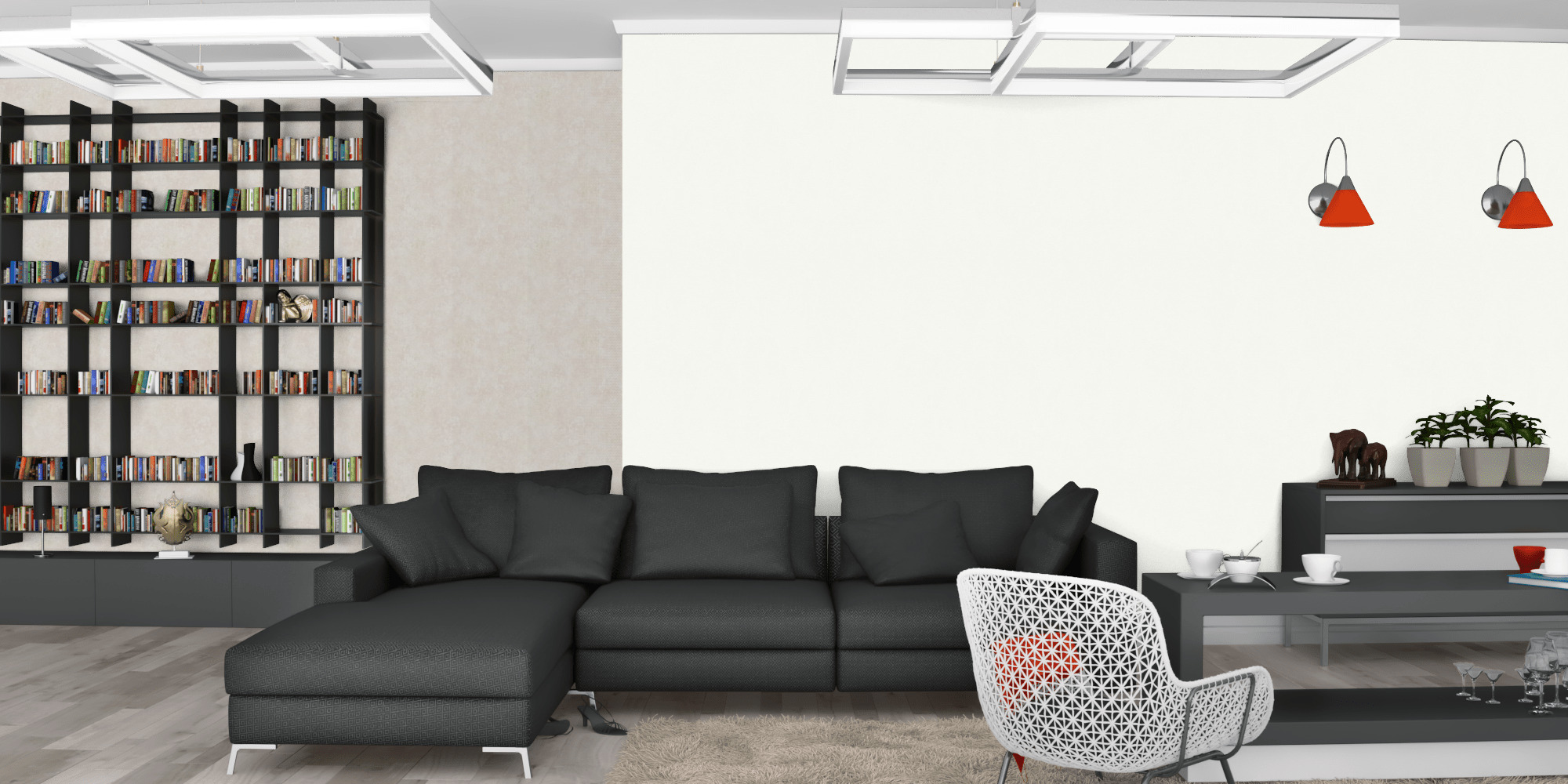 Гостиная темная модерн