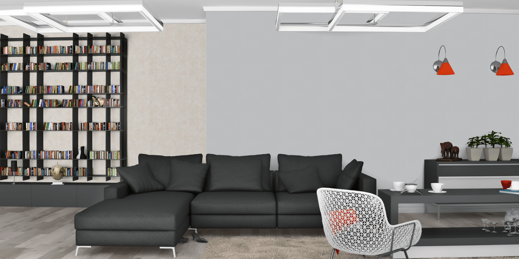 Гостиная темная модерн