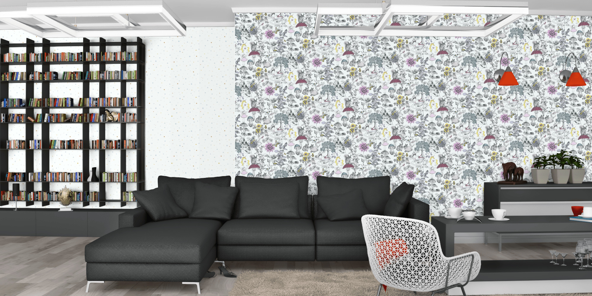 Гостиная темная модерн