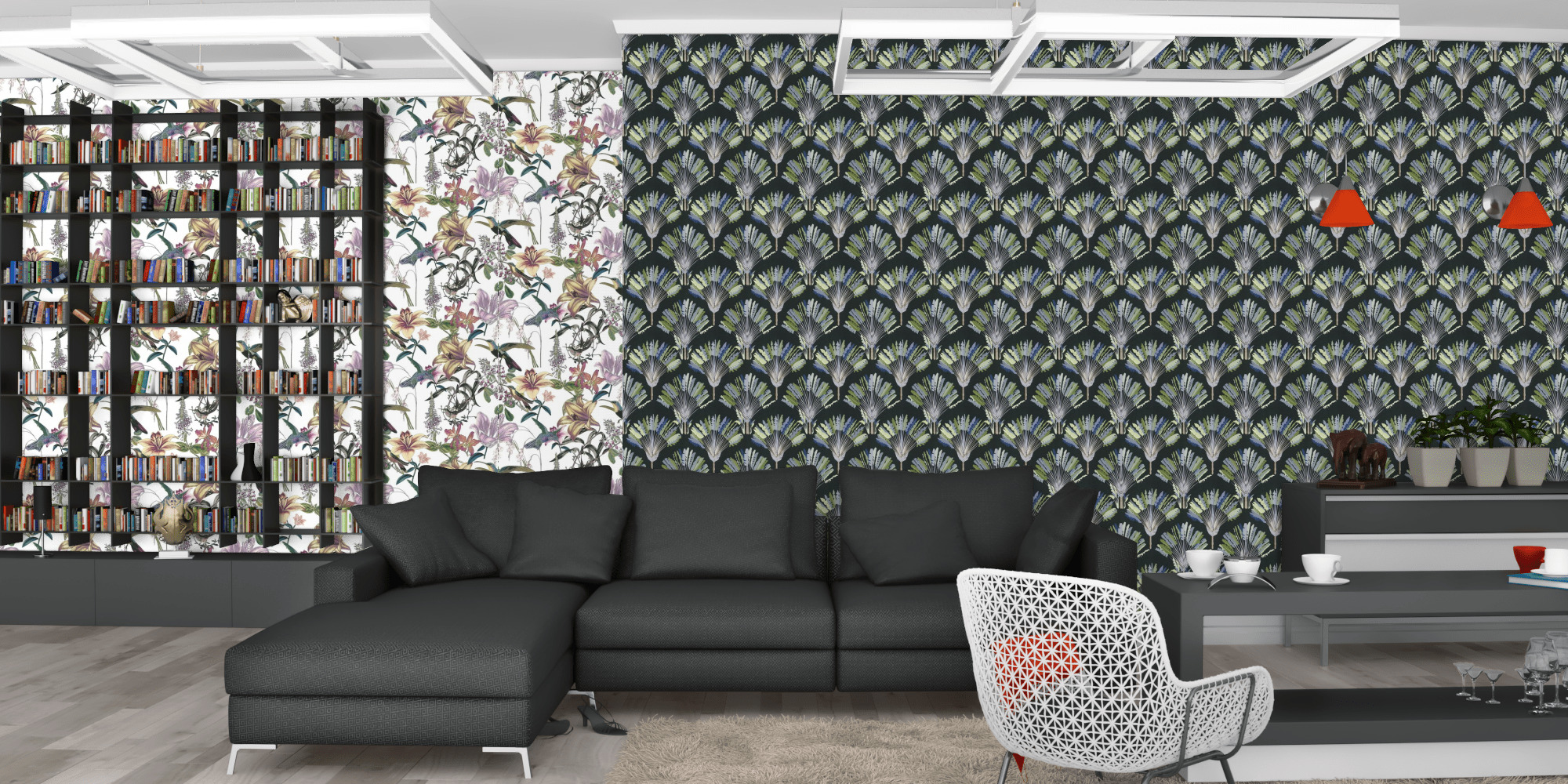 Гостиная темная модерн