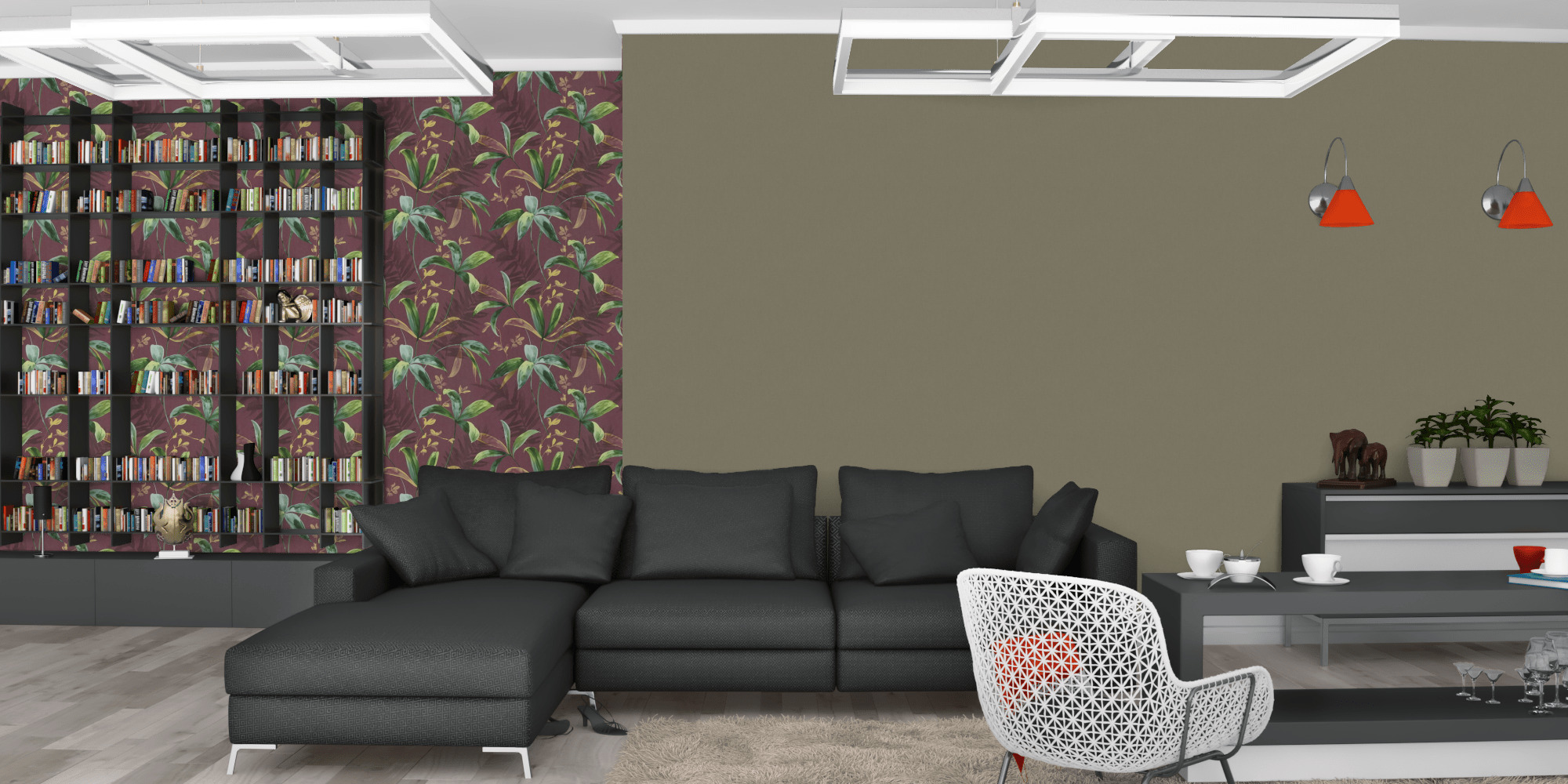 Гостиная темная модерн