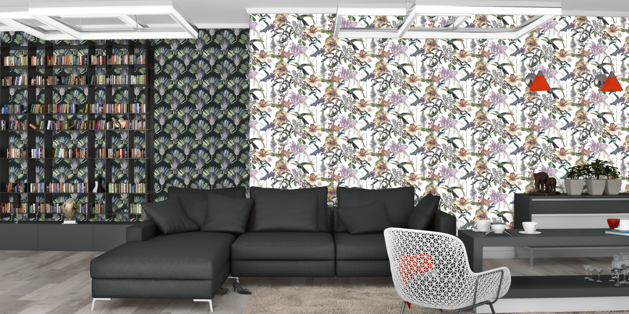 Гостиная темная модерн