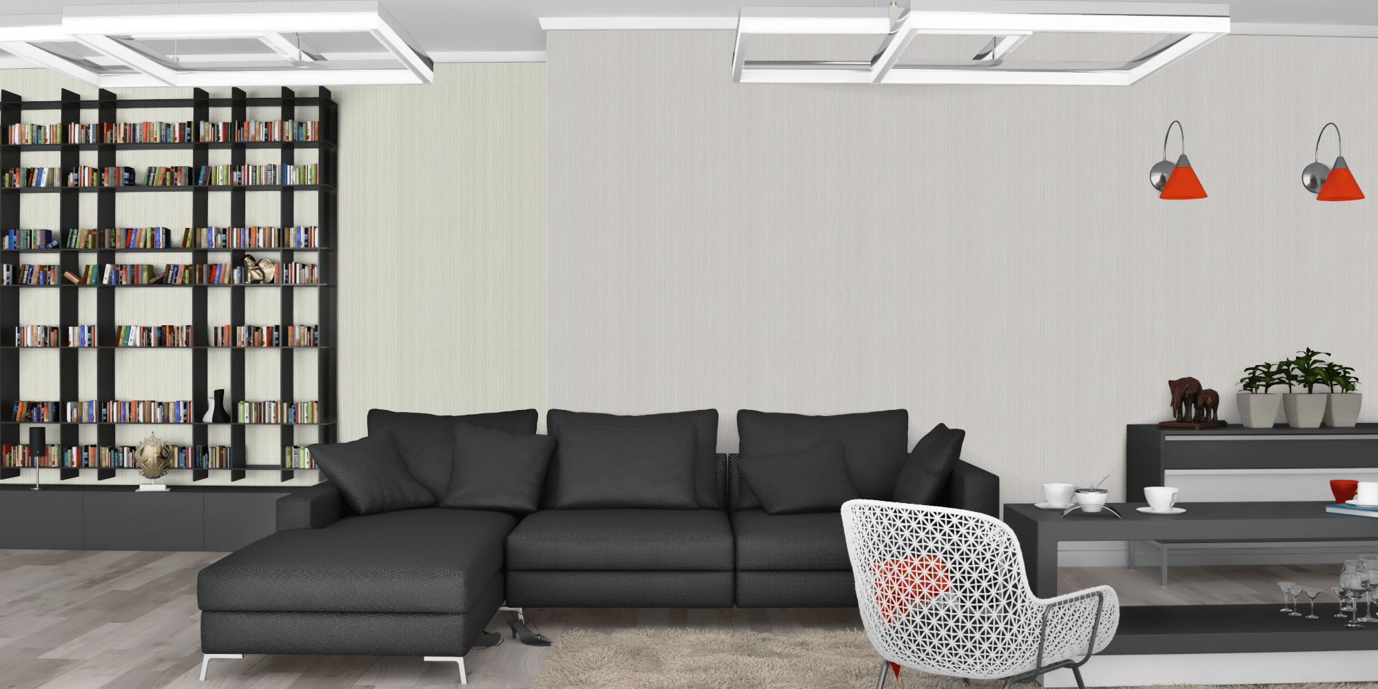 Гостиная темная модерн