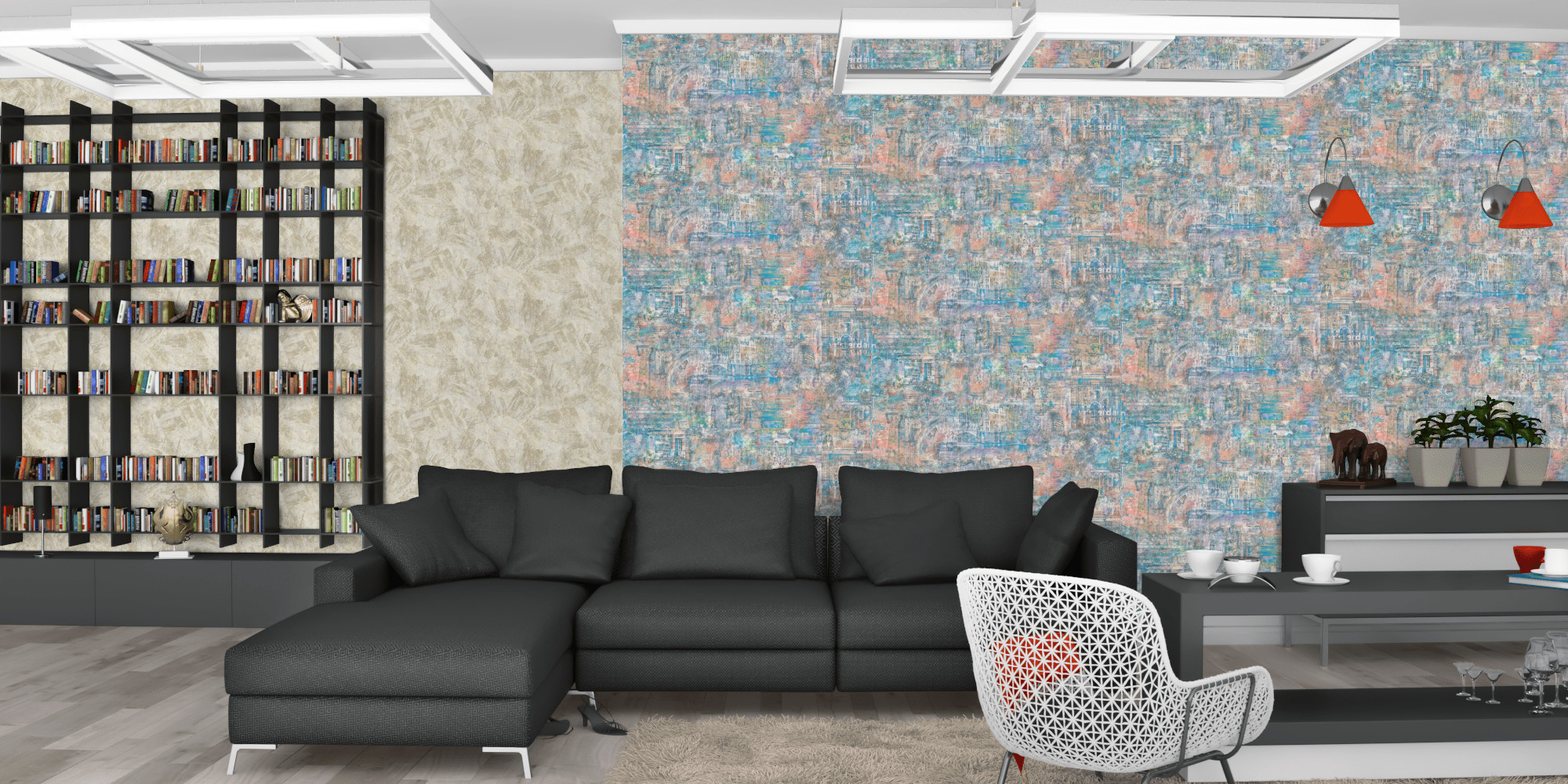 Гостиная темная модерн