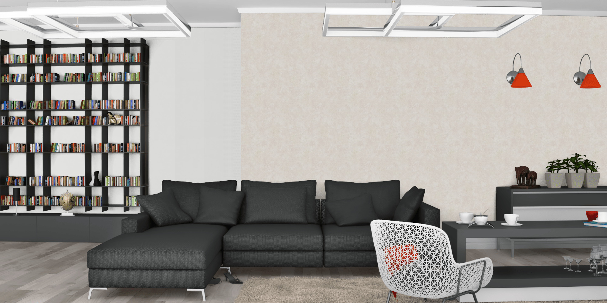 Гостиная темная модерн