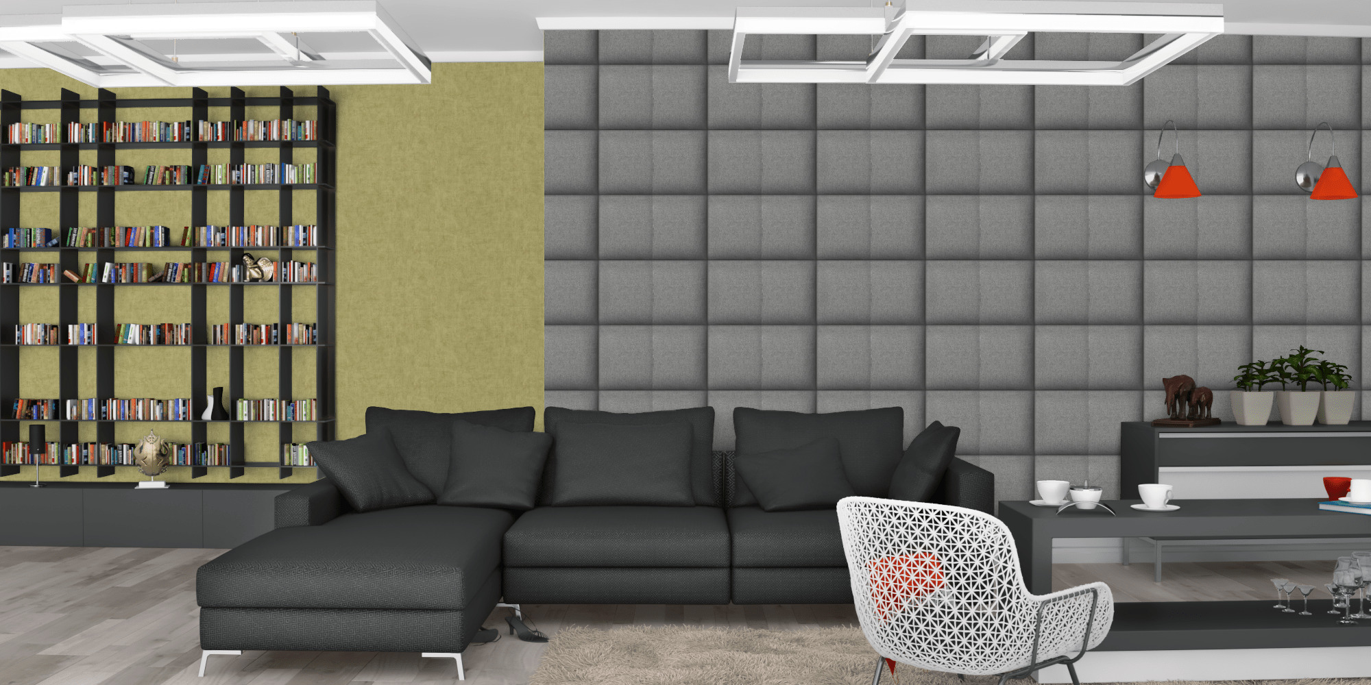 Гостиная темная модерн