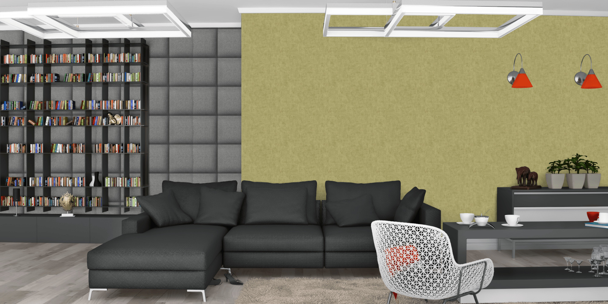 Гостиная темная модерн