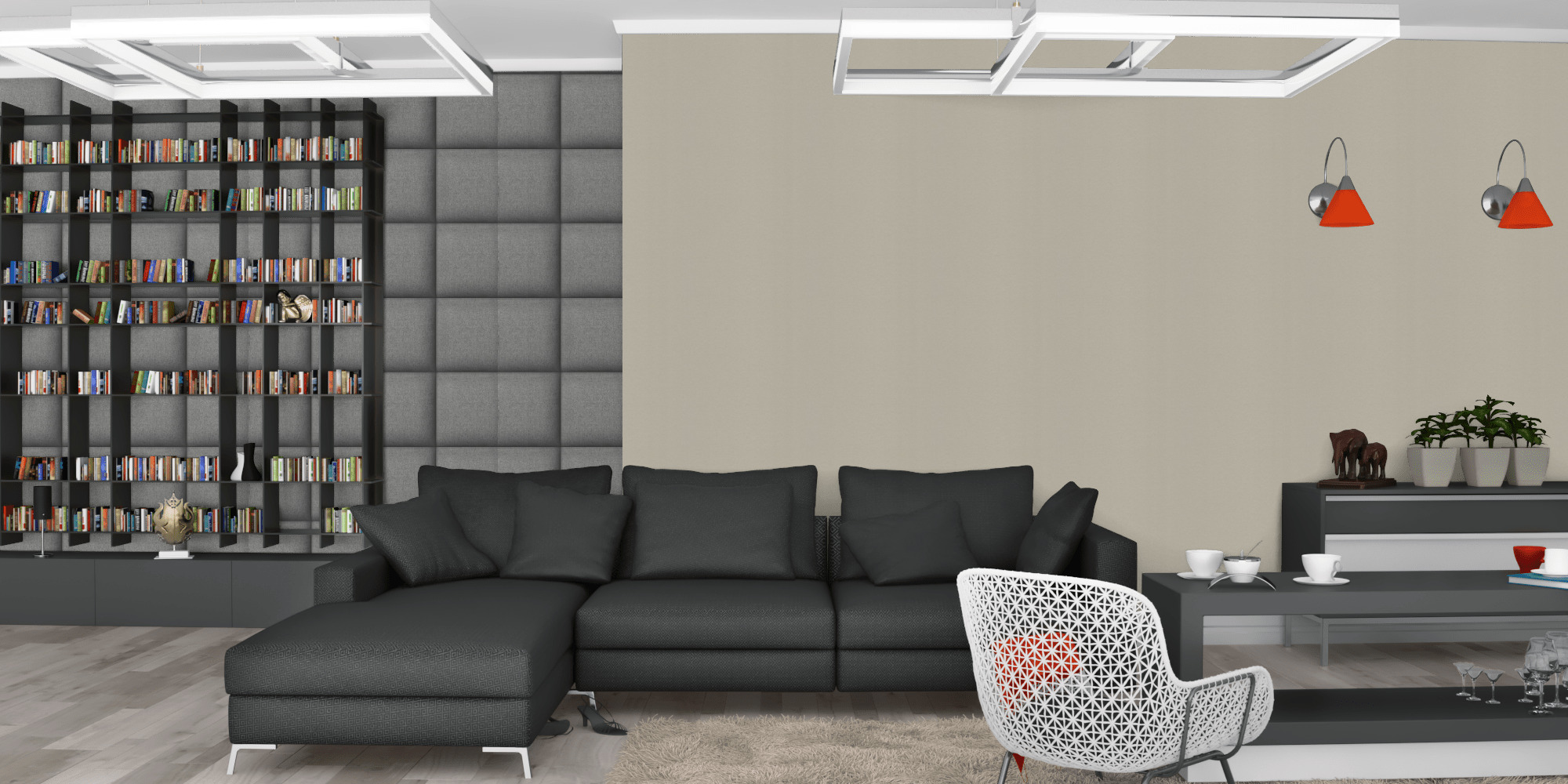 Гостиная темная модерн