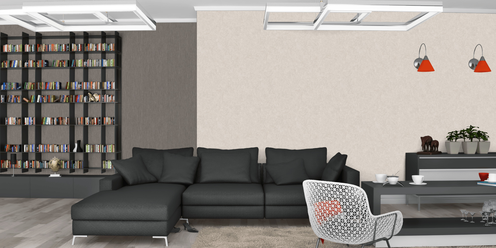 Гостиная темная модерн