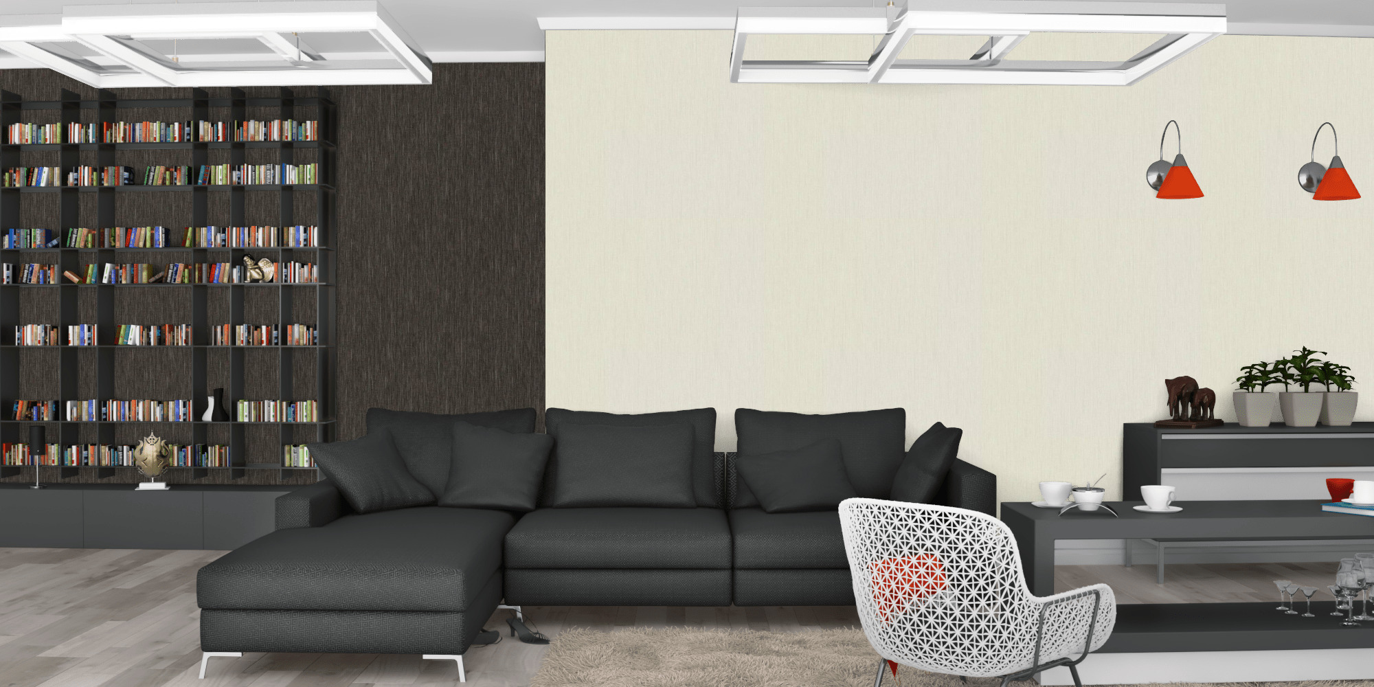 Гостиная темная модерн