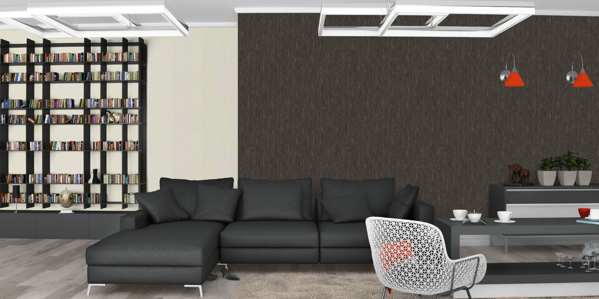 Гостиная темная модерн