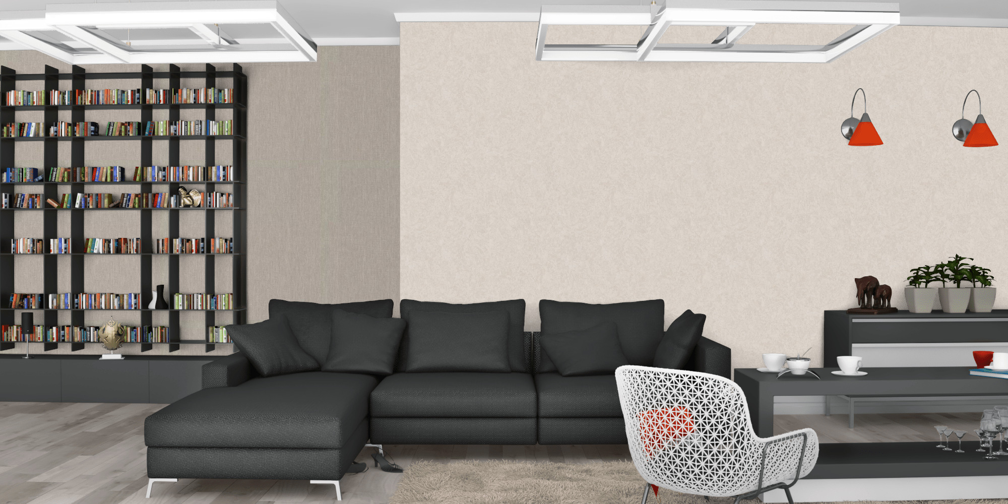 Гостиная темная модерн